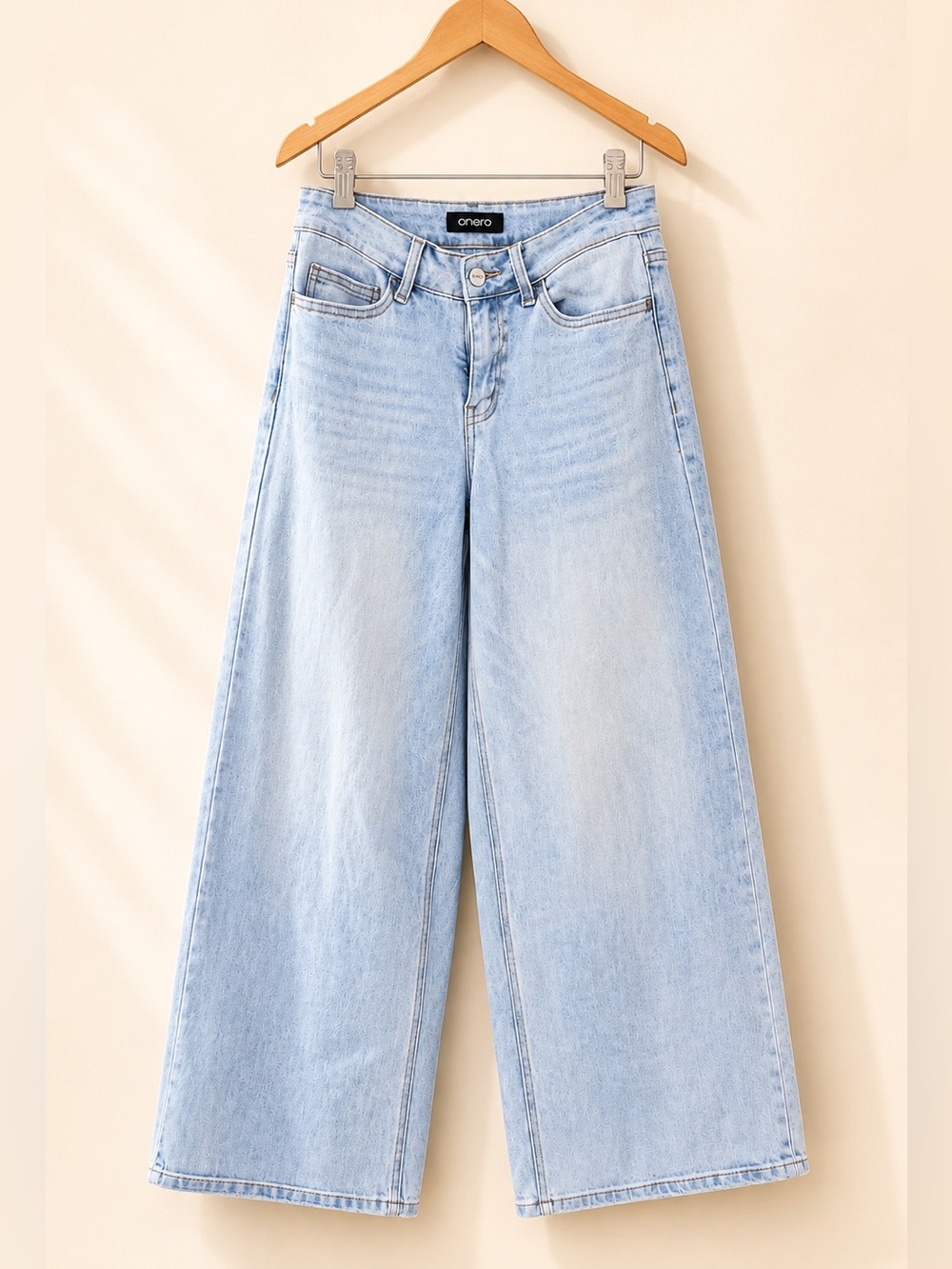 ONESO Mid-Low Rise Baggy Wide Leg Stretch Denim Jeans